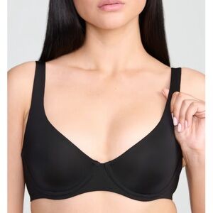 New CUUP The Scoop Microfiber Bra Size 34E 34DD Black Underwire Unlined